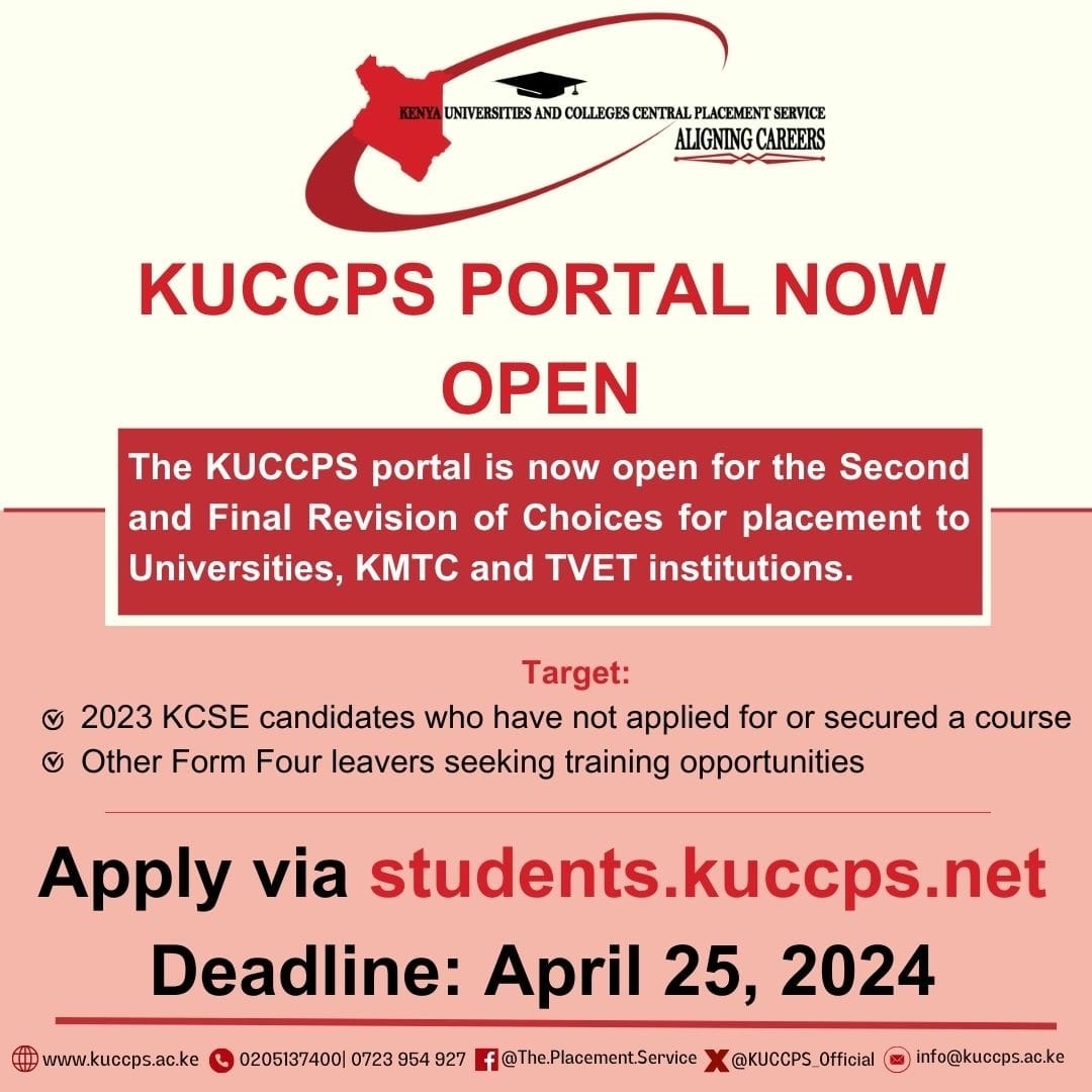 KUCCPS Portal Now Open