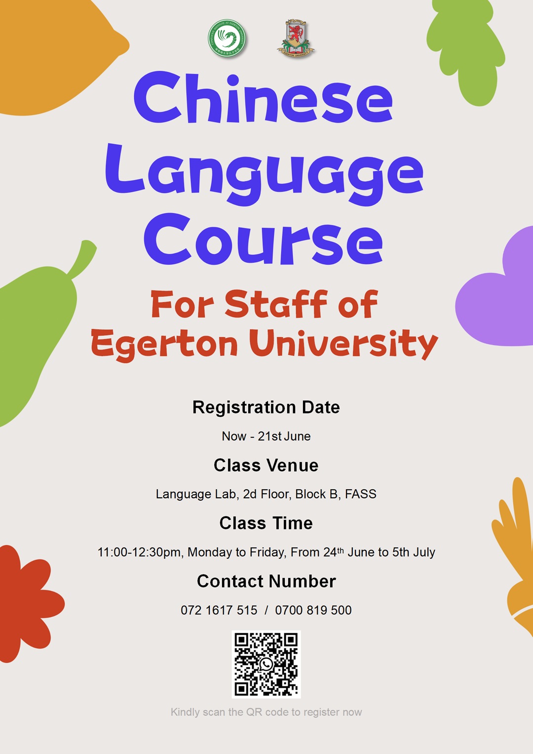 Chinese Language Course for staff of Egerton University