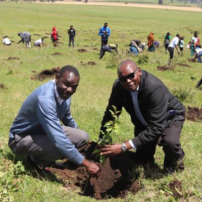 Prof Kimurto And Prof George Owuor During Tree Planting
